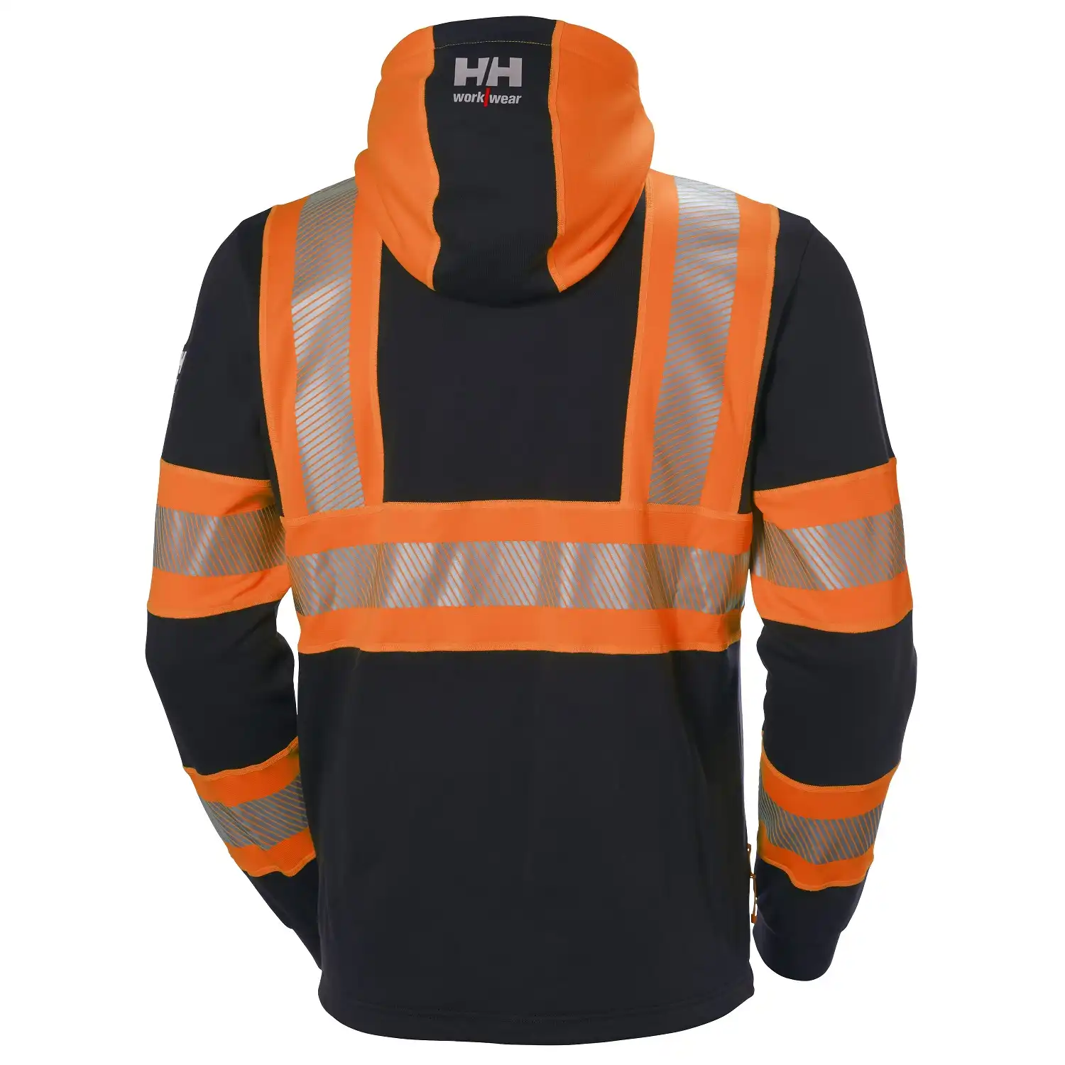 Warnschutz Kapuzen-Sweatjacke "ICU" in orange/schwarz, XS - Thumbnail 2