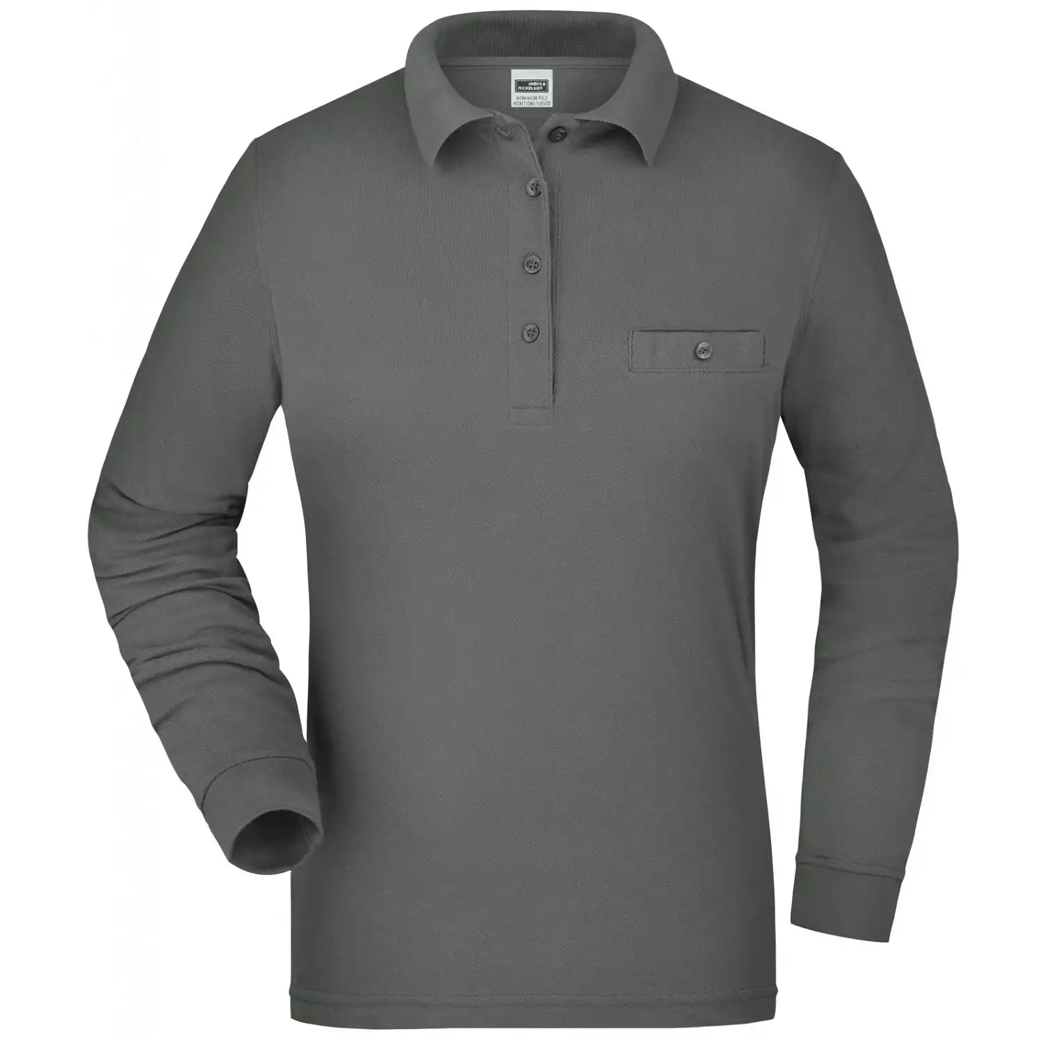 Damen Langarm Poloshirt "JN865" in dark-grey, XXL - Bild 1