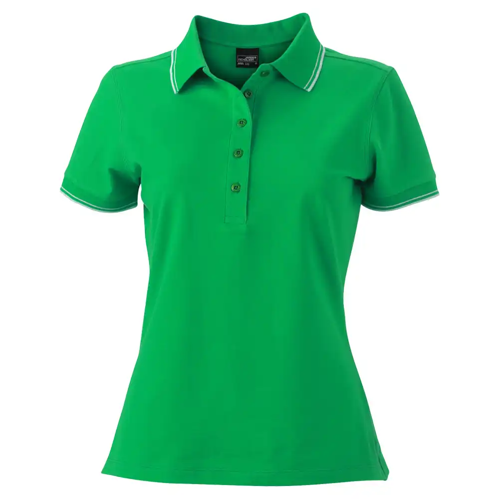 Damen Polo-Shirt "JN985" in fern-green/white, M - Bild 1