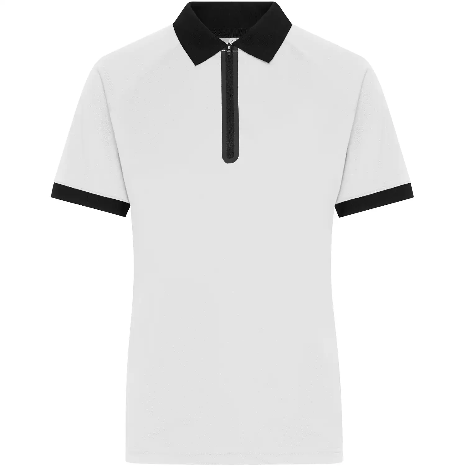 Damen Zip Polo-Shirt "JN1307" in white/black, L - Thumbnail 1