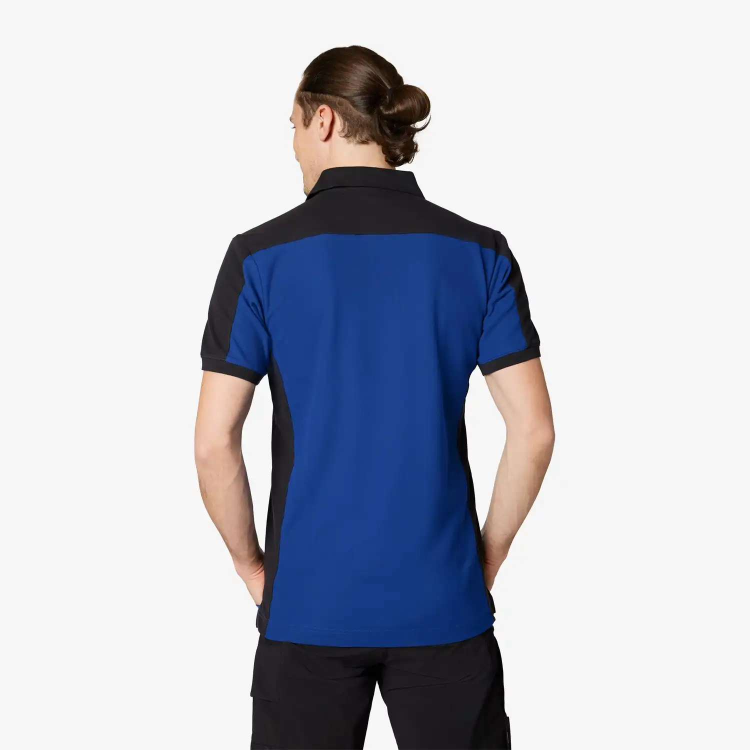 Polo-Shirt zweifarbig "KONRAD" in royalblau/schwarz, L - Thumbnail 2