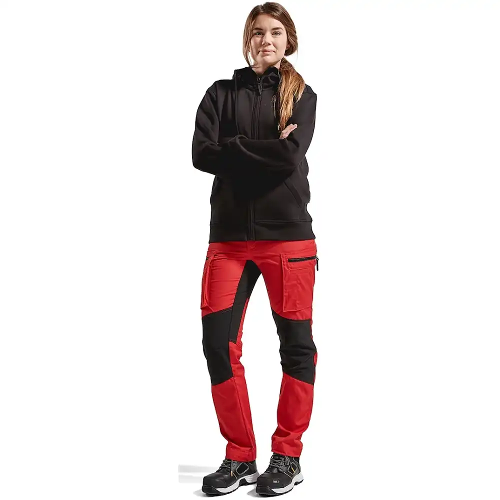 Damen Stretch Servicehose "7159" 166 g/m² in rot/schwarz, 44 - Thumbnail 3