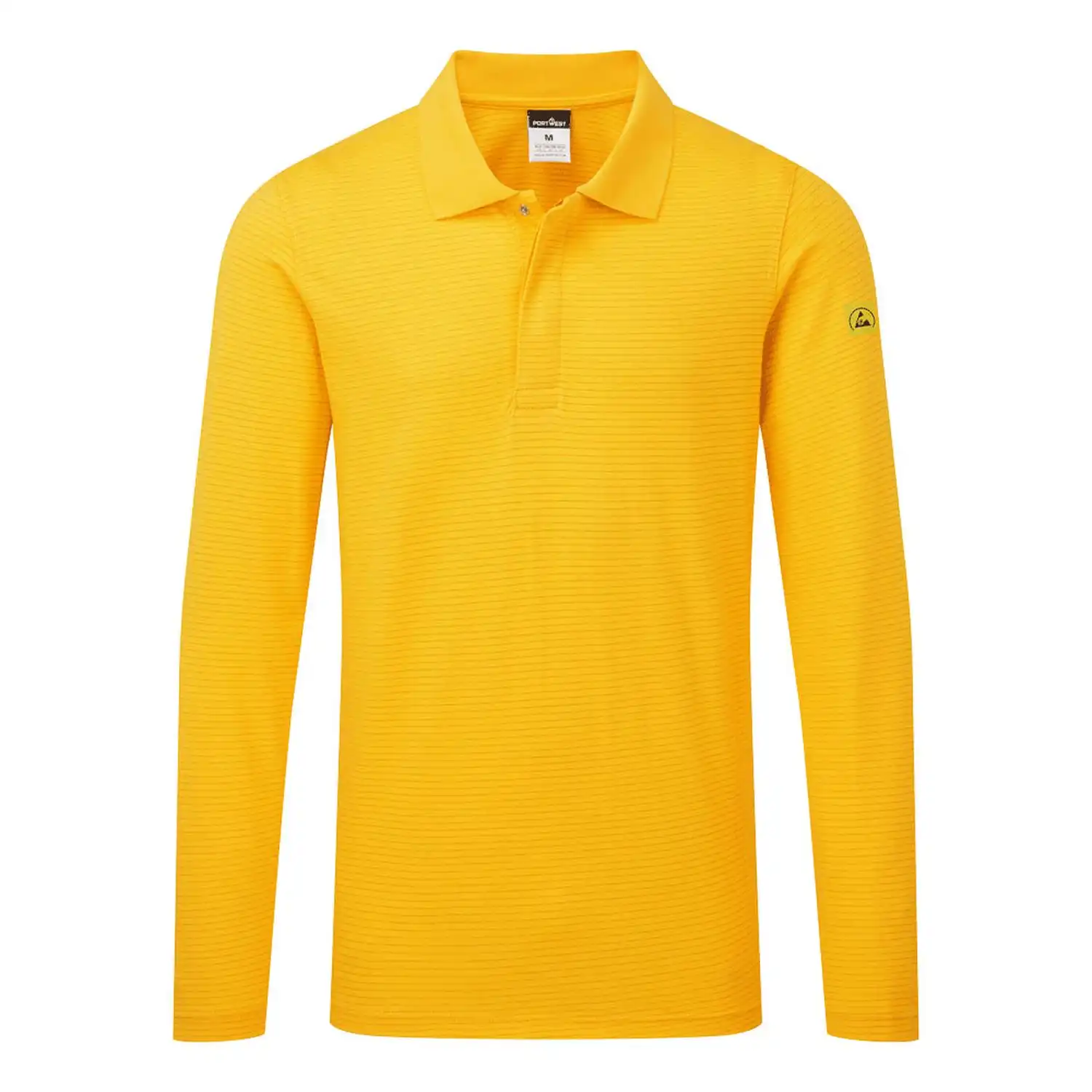ESD Antistatik Poloshirt langarm "AS23" in gelb, L - Thumbnail 1