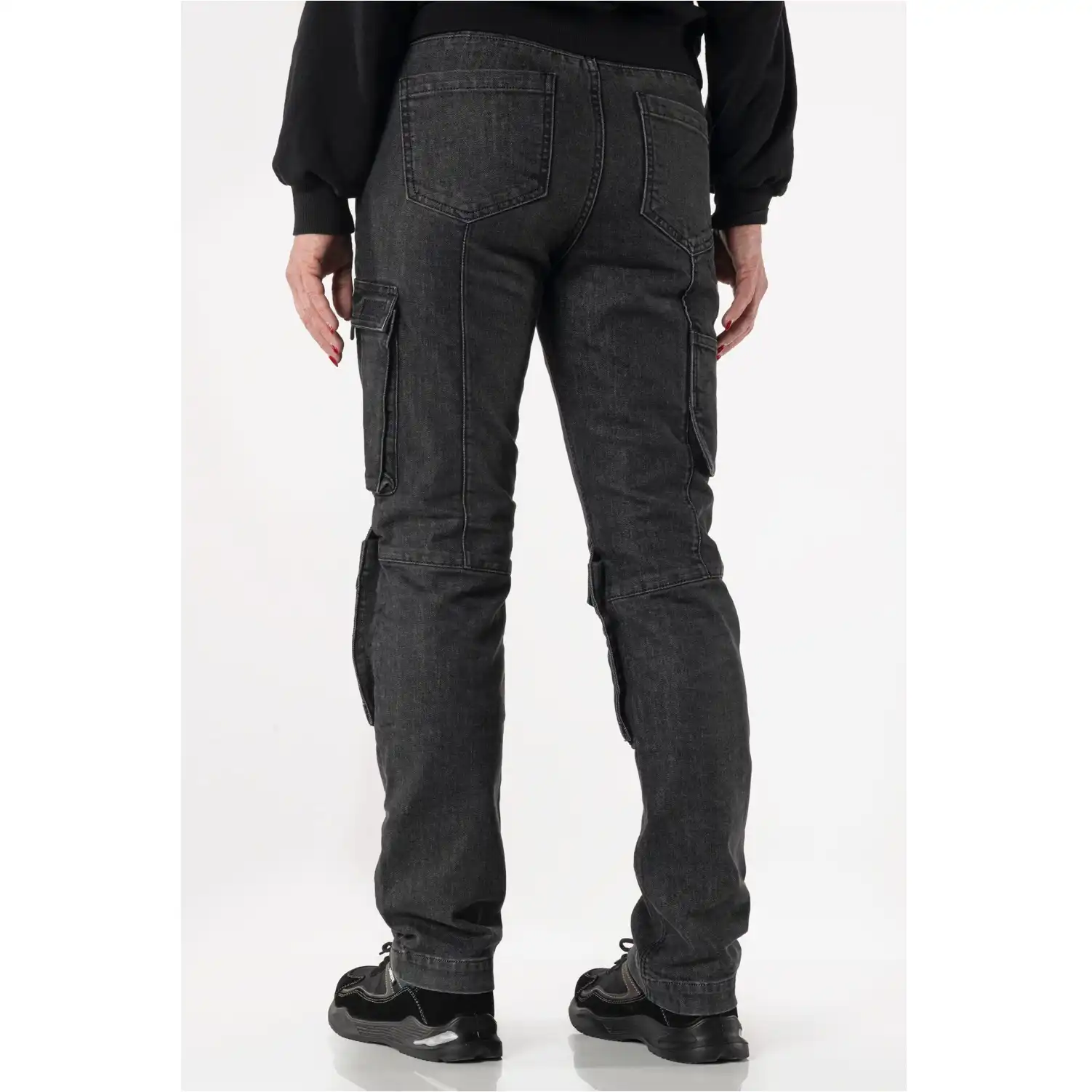 Damen Stretch Jeans "LARA" X35 black/grey in W27L30 - Thumbnail 5