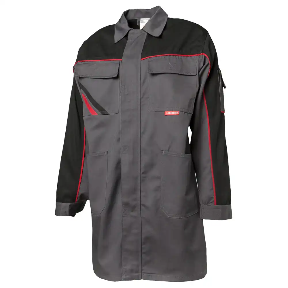 Berufsmantel "HIGHLINE" 285 g/m² Canvas-Gewebe in schiefer/schwarz/rot, 54 - Thumbnail 1