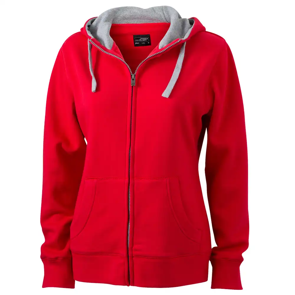 Damen Lifestyle Kapuzen-Sweatjacke "JN962" in red, L - Bild 1