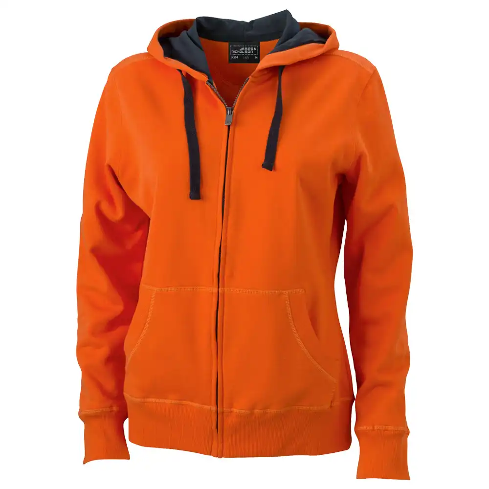 Damen Kapuzen Sweatjacke "JN594" in dark-orange, L - Thumbnail 1