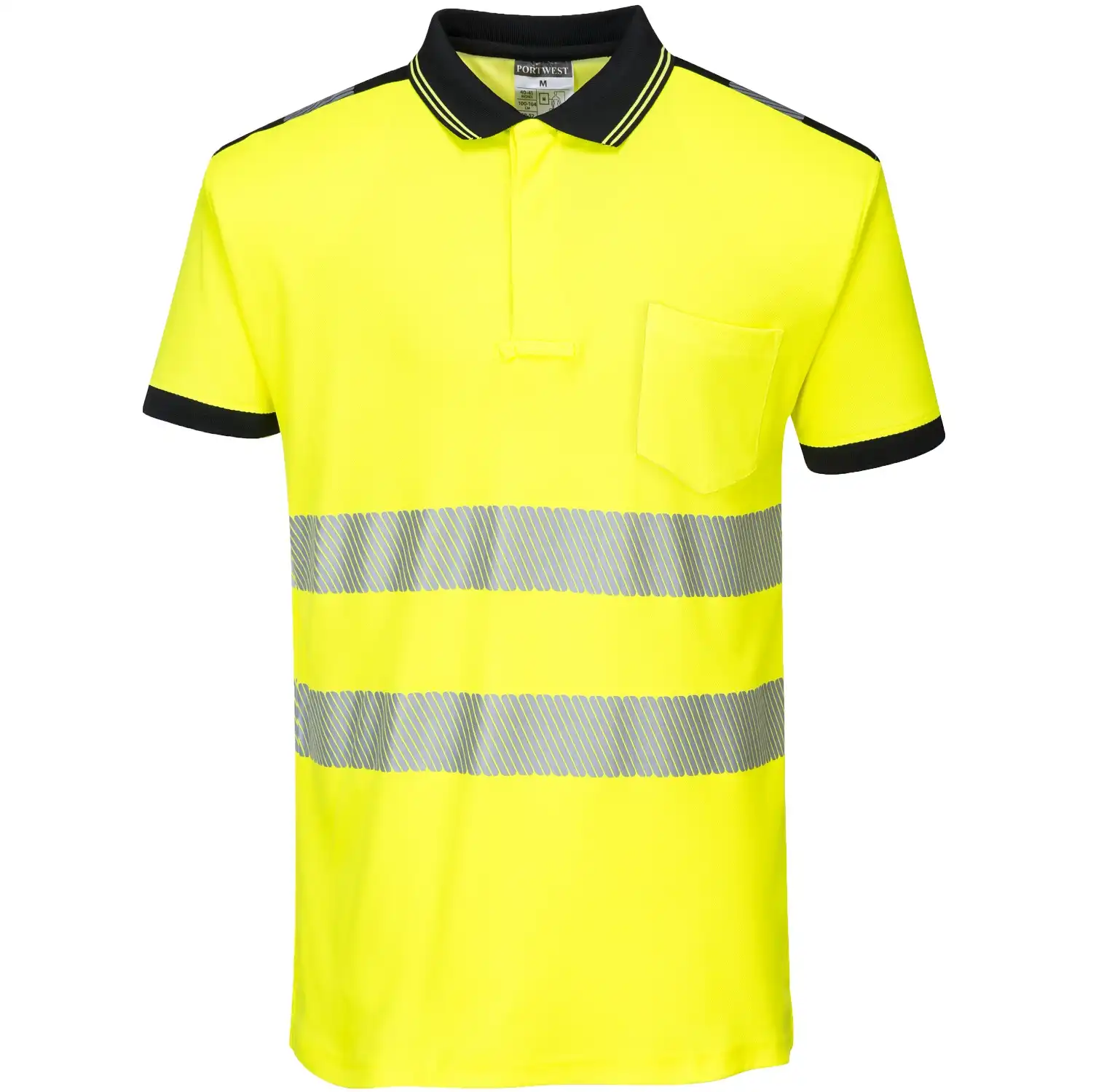 Warnschutz Polo-Shirt "T180" PW3 in gelb/schwarz, XXL - Bild 1