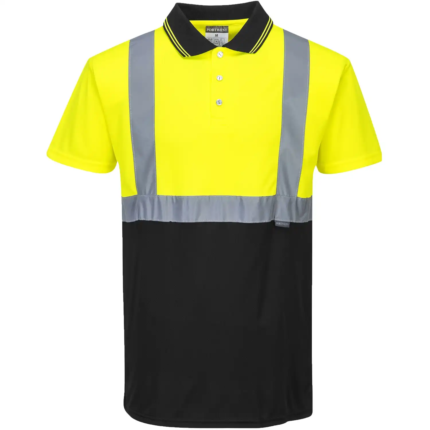 Warnschutz Polo-Shirt "S479" in gelb/schwarz, L - Bild 1
