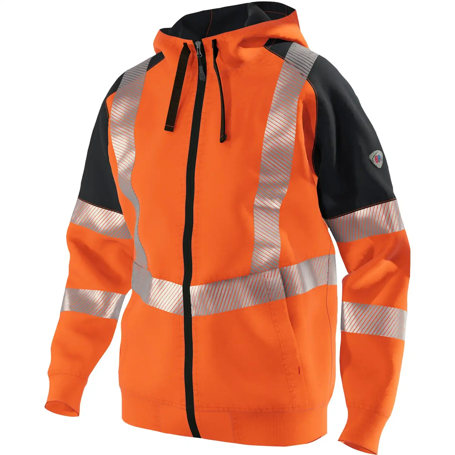 Warnschutz Kapuzen-Sweatjacke "2138-873" Hi-Vis Stretch in warnorange/anthrazit, XS - Thumbnail 1