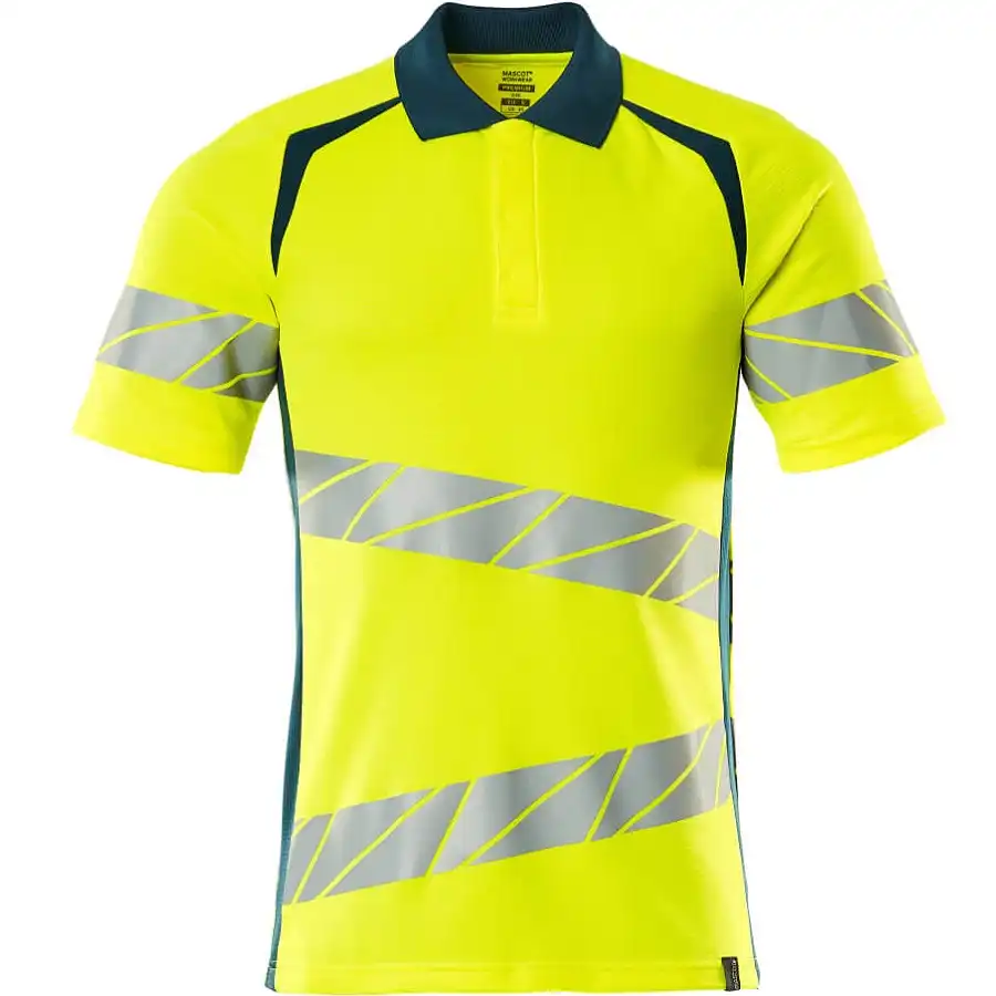 Warnschutz Polo-Shirt "ACCELERATE SAFE" UV-Schutz in gelb/dunkelpetroleum, S - Bild 1