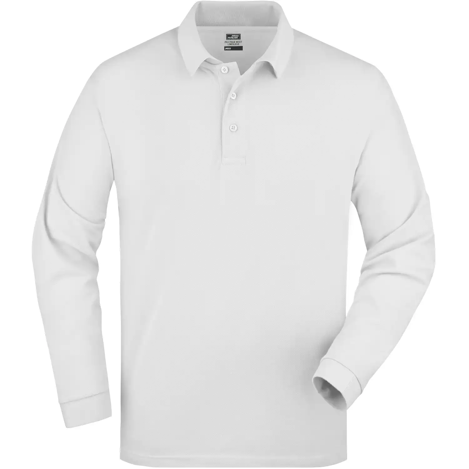 Polo-Piqué Langarm "JN022" in white, L - Bild 1