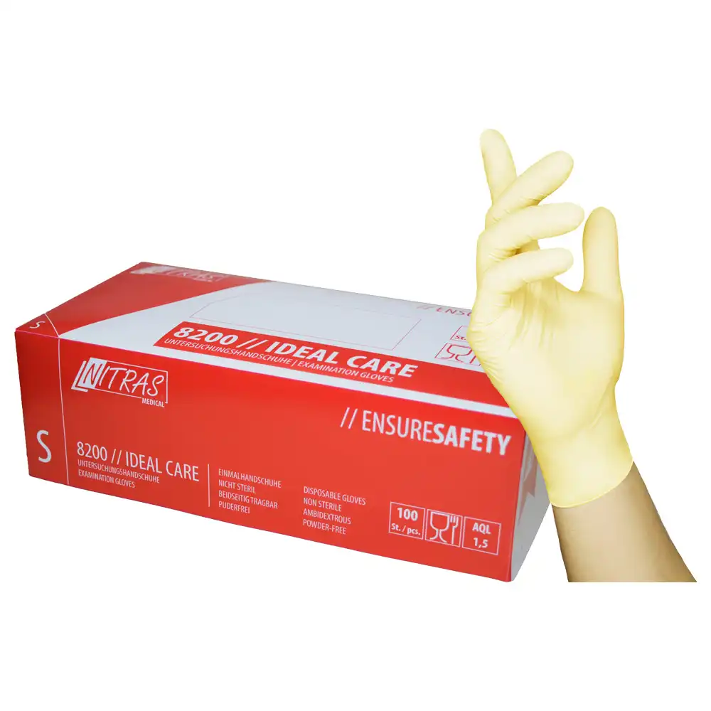 Latex Einweghandschuhe 8200 IDEAL CARE PF | 100 Stück in L - Bild 1