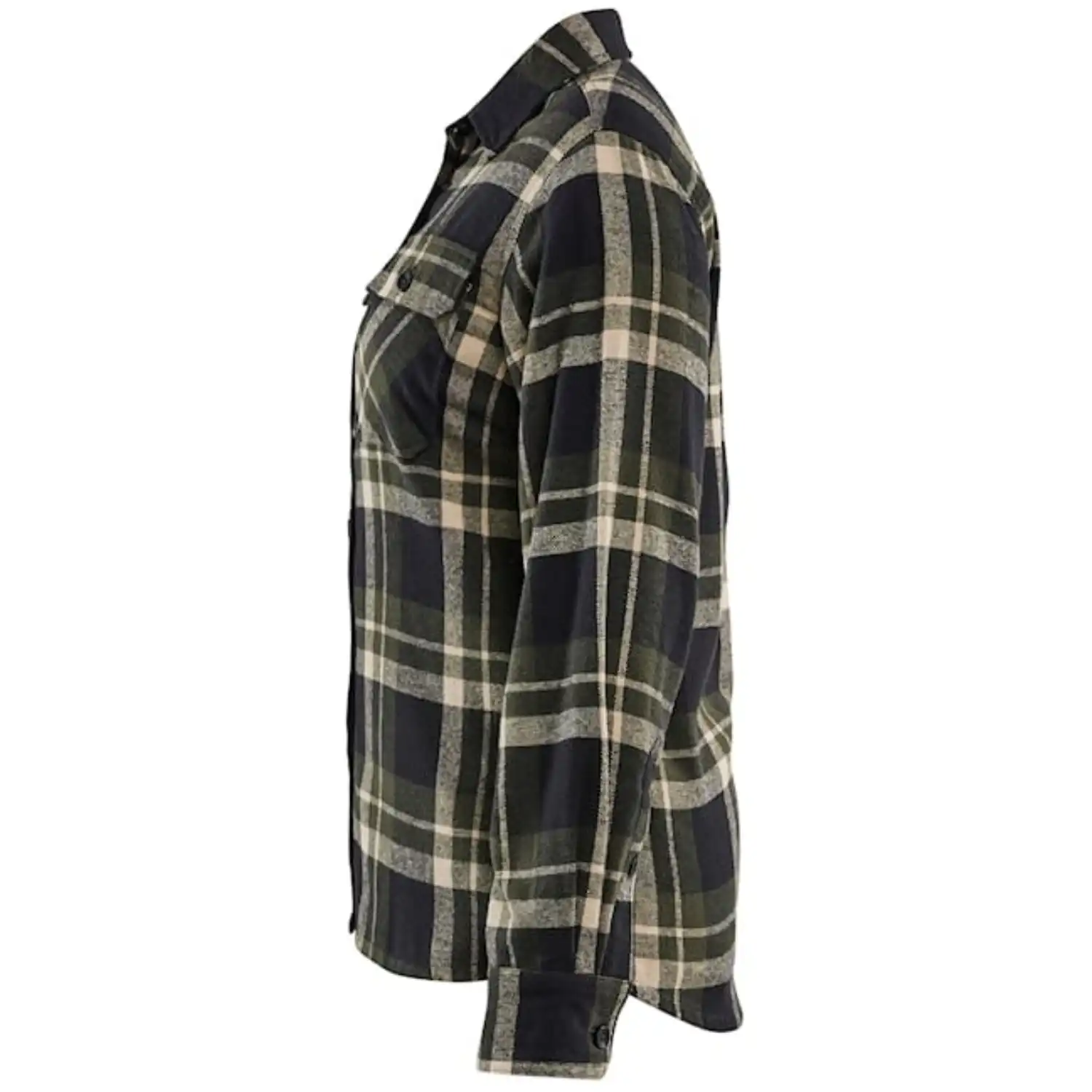 Damen Flanellhemd "STRIKER" in waldgrün/schwarz, XS - Thumbnail 2