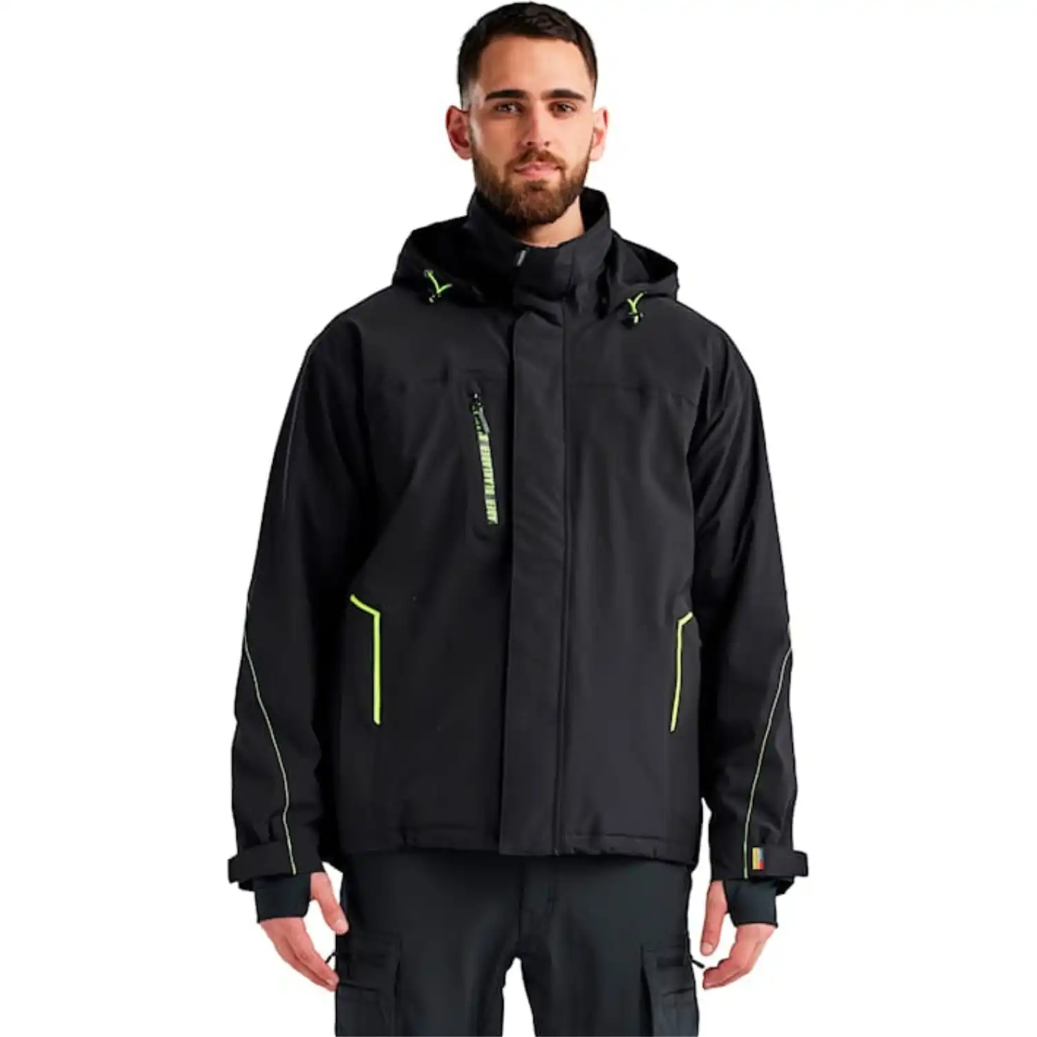 Stretch Winterjacke "4484" in schwarz/gelb, 3XL - Thumbnail 7