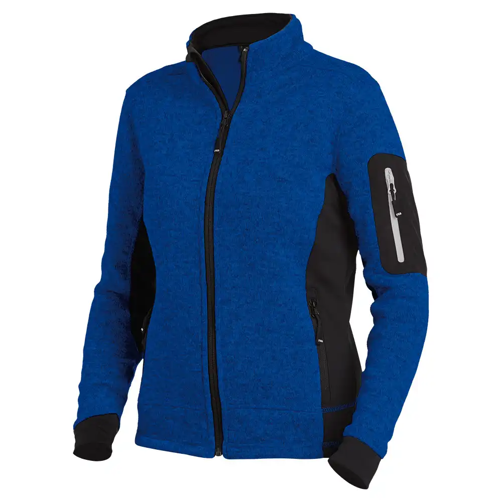 Damen Strick Fleecejacke "MARIEKE" in royalblau/schwarz, L - Thumbnail 1