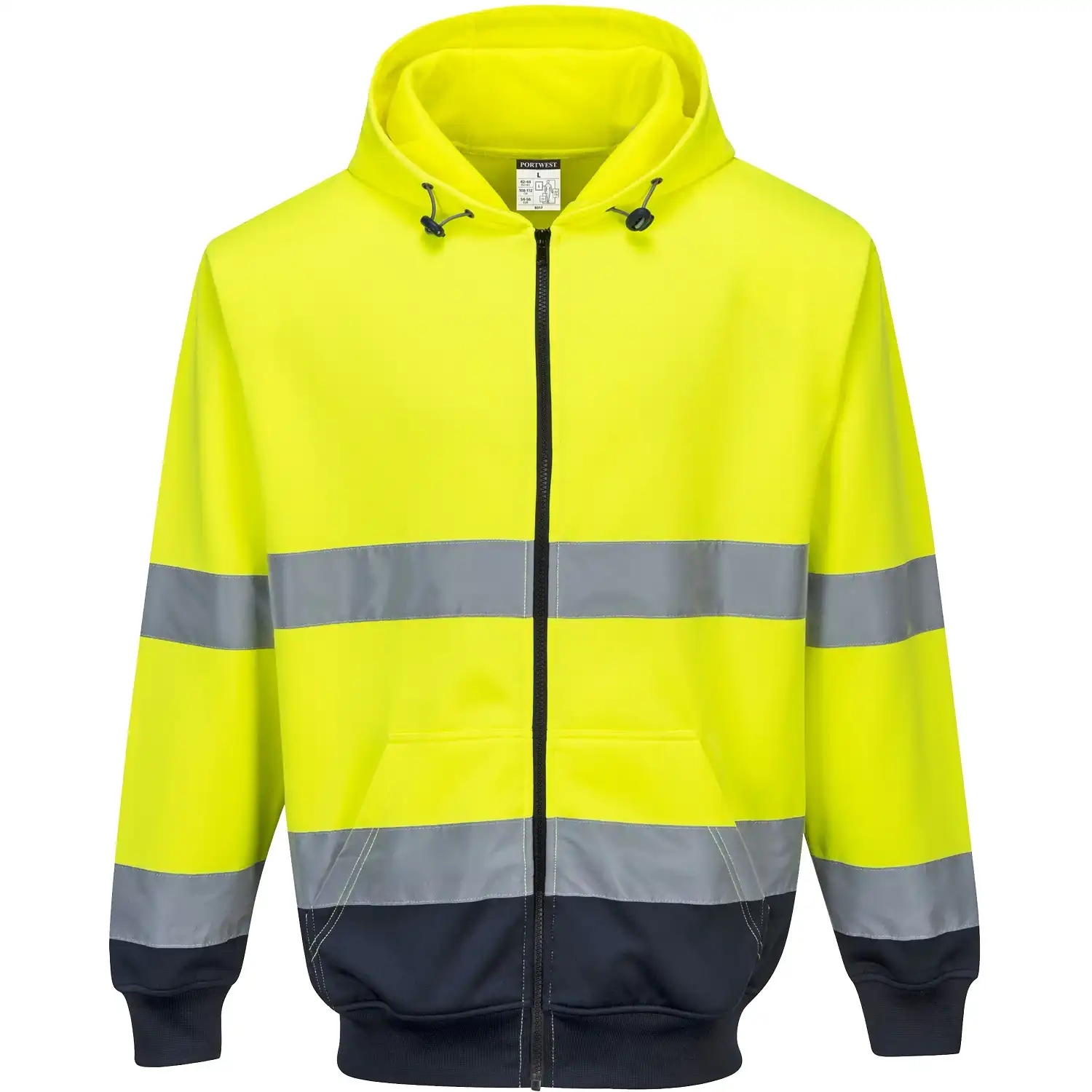 Warnschutz Kapuzen-Sweatjacke "B317" in gelb/marine, L - Bild 1