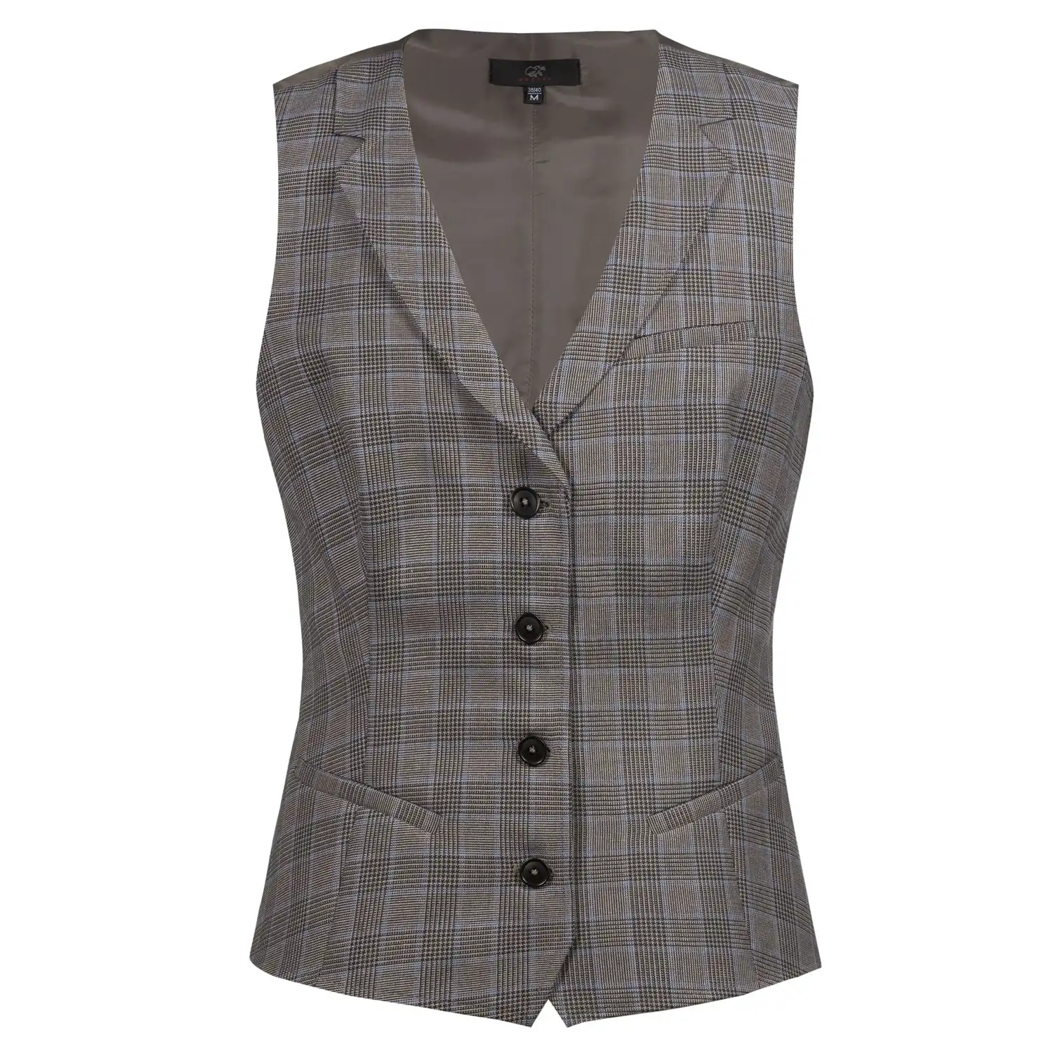 Damen Gastro Weste Glencheck "1715" in Blau, L - Thumbnail 1