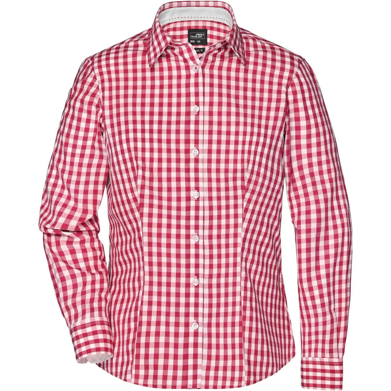 Damen Karo-Bluse "JN616" in red/white, S - Thumbnail 1