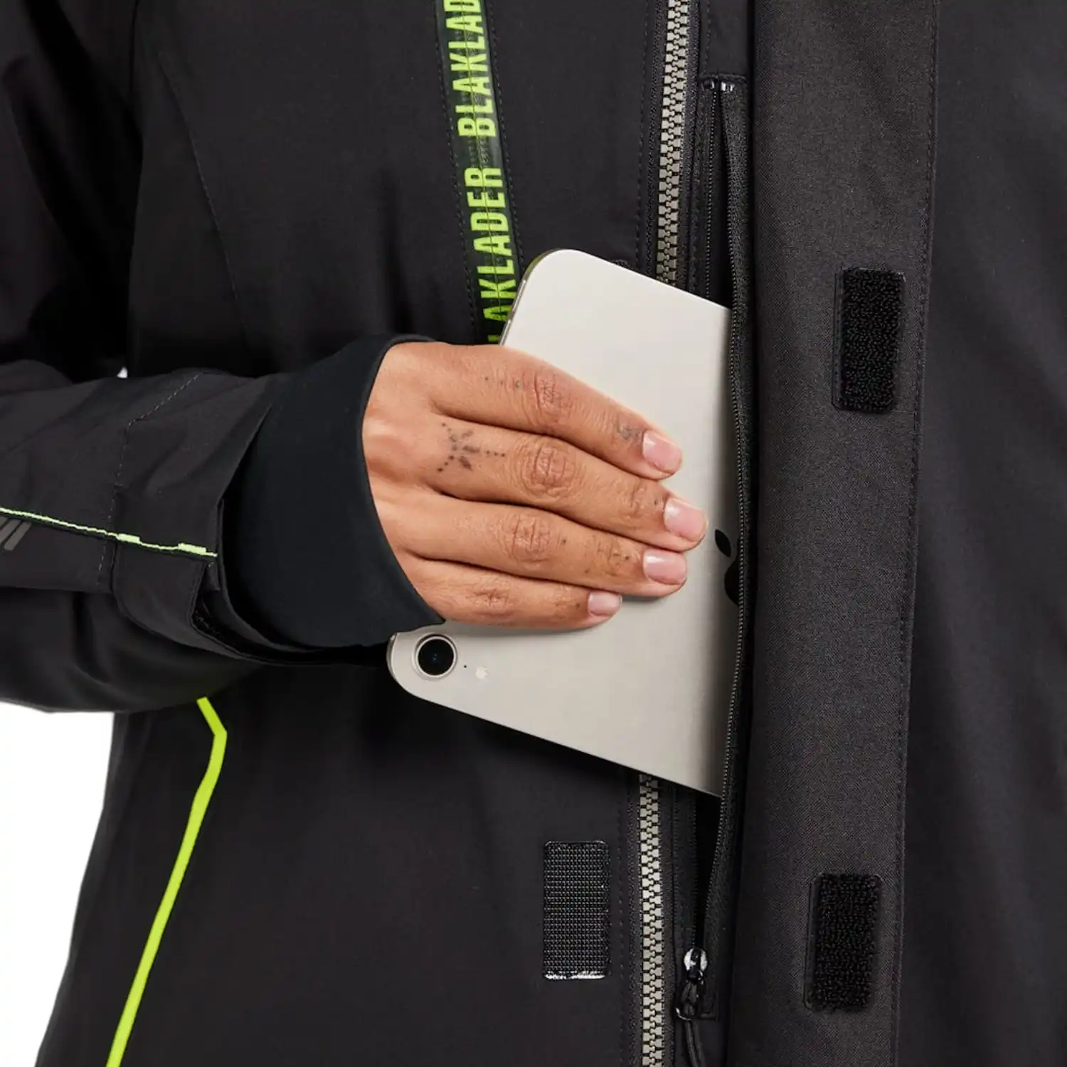 Damen Stretch Winterjacke "4408" in schwarz/gelb, M - Thumbnail 7