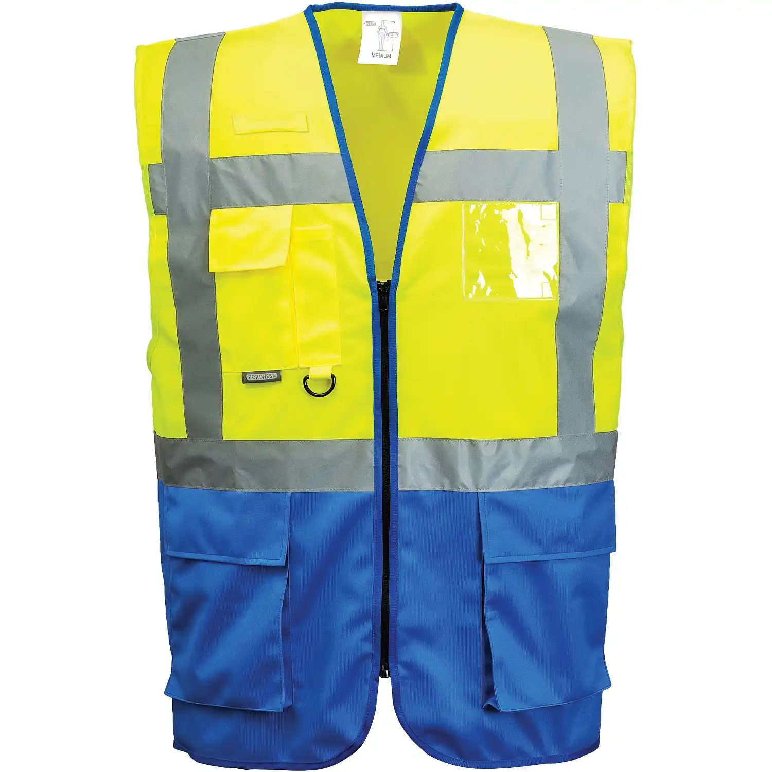 Warnweste Executive "WARSCHAU" Kl. 1 in gelb/royal, S - Thumbnail 1