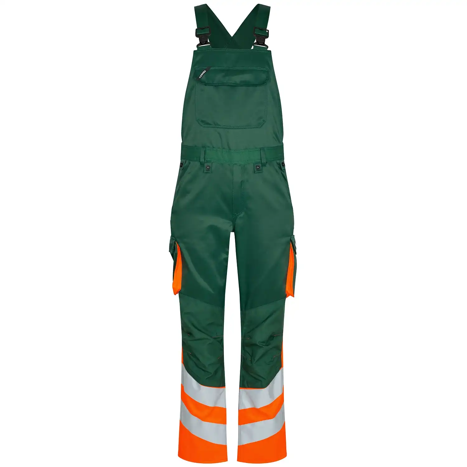 Warnschutz Latzhose "3547-319" Safety leicht UV-Schutz in grün/orange, 42 - Thumbnail 1