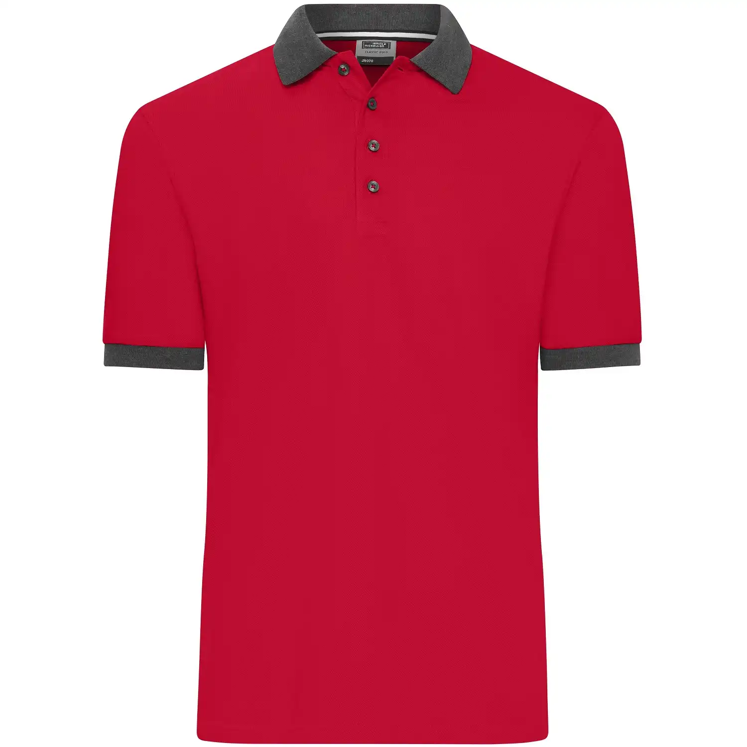 Polo-Shirt "JN1304" in red/anthracite-melange, XXL - Thumbnail 1