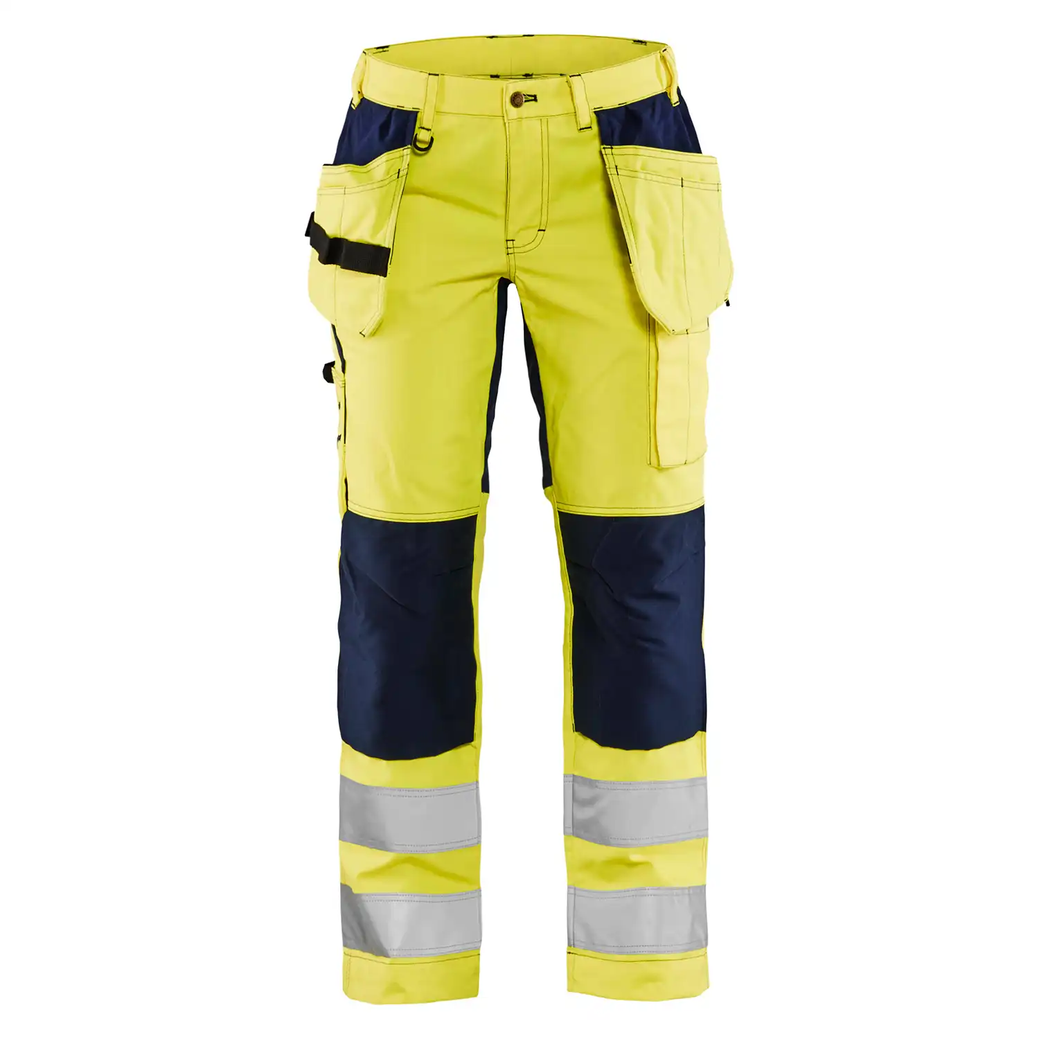 Damen Warnschutz Handwerkerhose "7163" in gelb/marine, C34 - Thumbnail 1