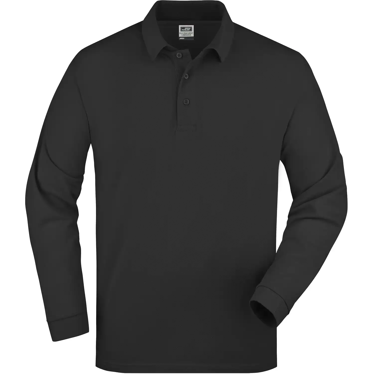 Polo-Piqué Langarm "JN022" in black, L - Bild 1