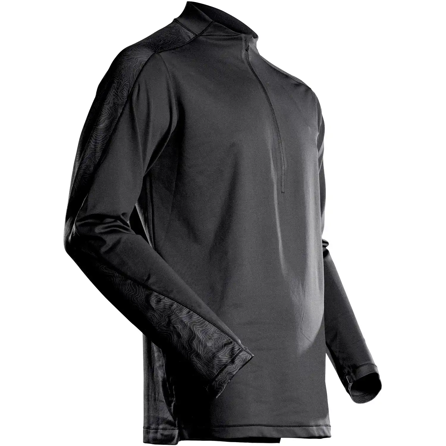 Zip-Langarmshirt "22681-618" Customized in schwarz, L - Thumbnail 1