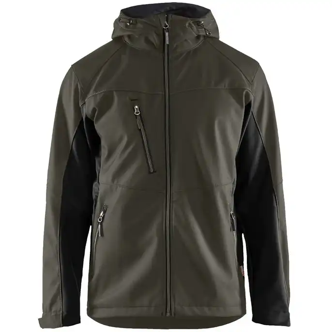 Softshelljacke "4753" in dunkeloliv/schwarz, 4XL - Thumbnail 1