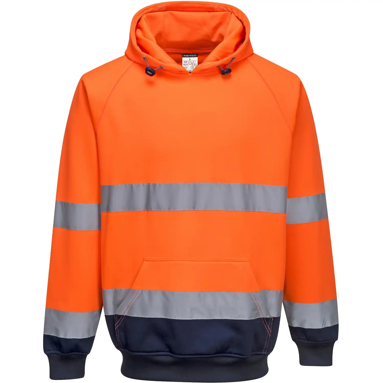 Warnschutz Kapuzen-Sweatshirt "B316" in orange/marine, L - Thumbnail 1