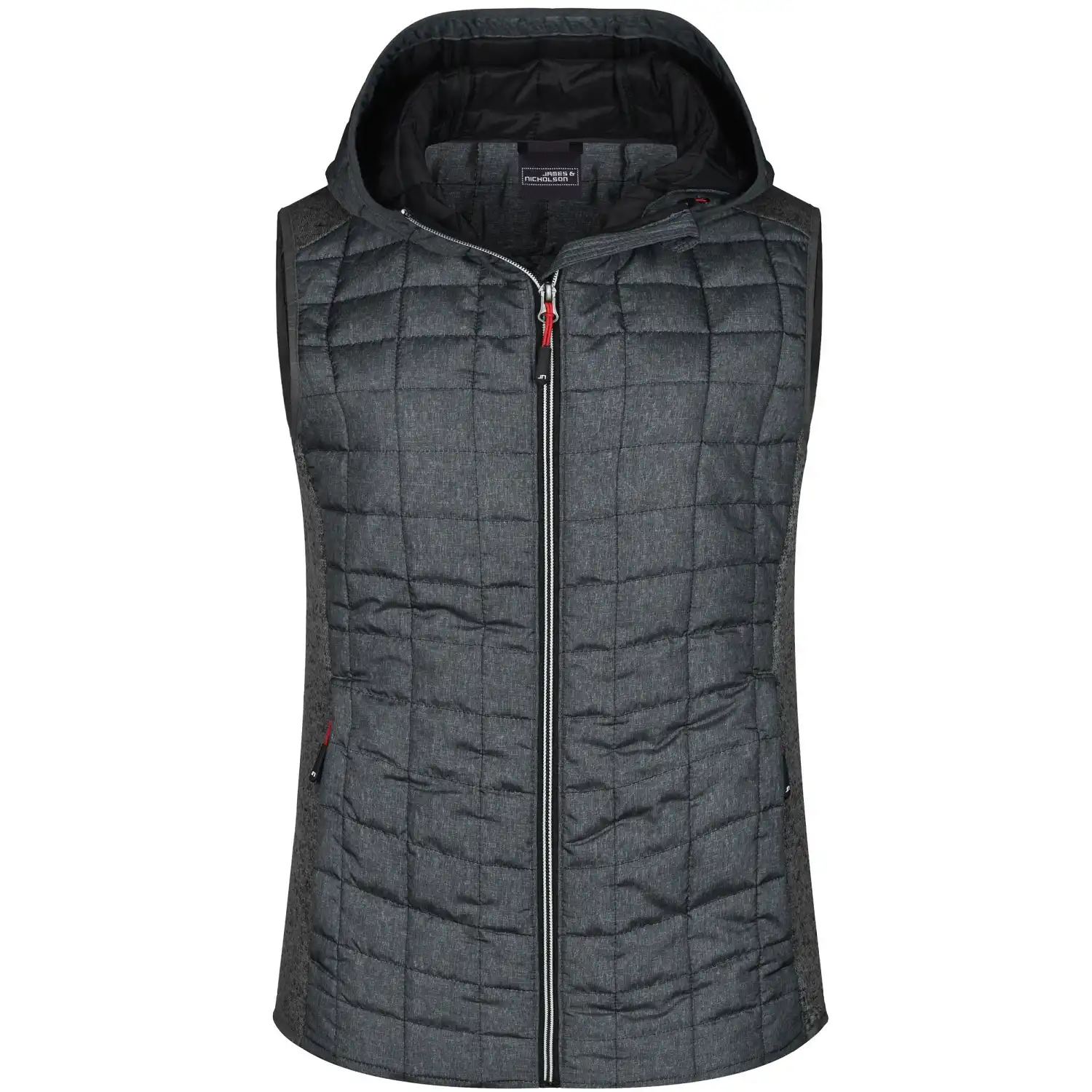 Damen Kapuzenweste "JN767" in grey-melange/anthracite-melang, S - Thumbnail 1