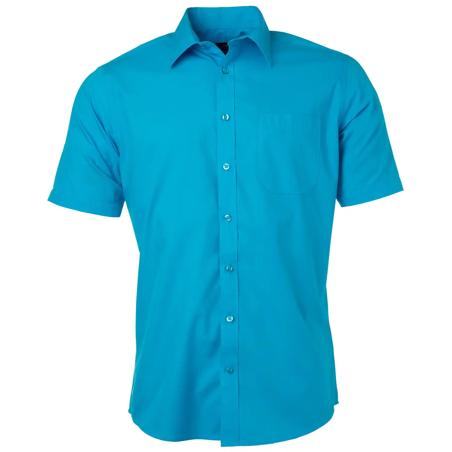 Kurzarm Hemd "JN680" in turquoise, XL - Thumbnail 1