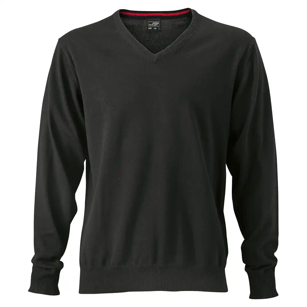 V-Neck Pullover "JN659" in black, XXL - Thumbnail 1