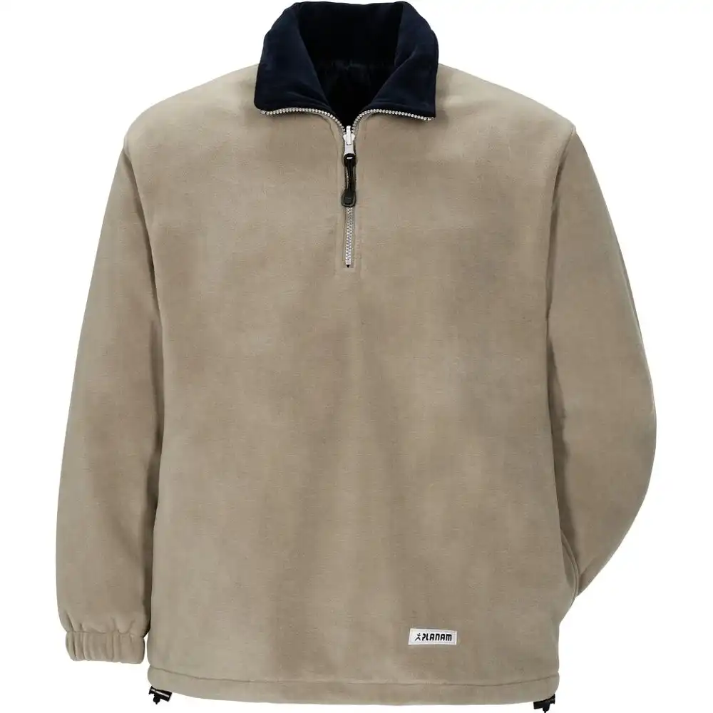 Fleece Troyer "RELAX" mit Zip-Kragen in camel/marine, XXL - Thumbnail 1