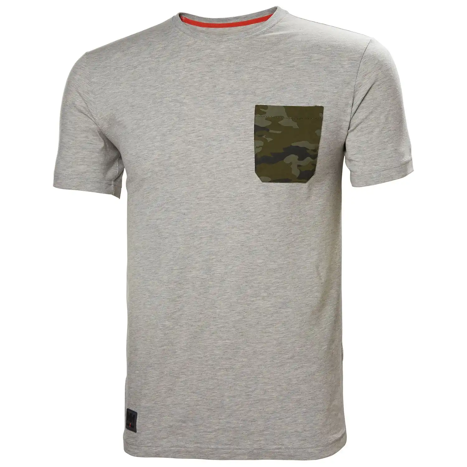 T-Shirt "EVO" in grau-melange/camo, S - Thumbnail 1