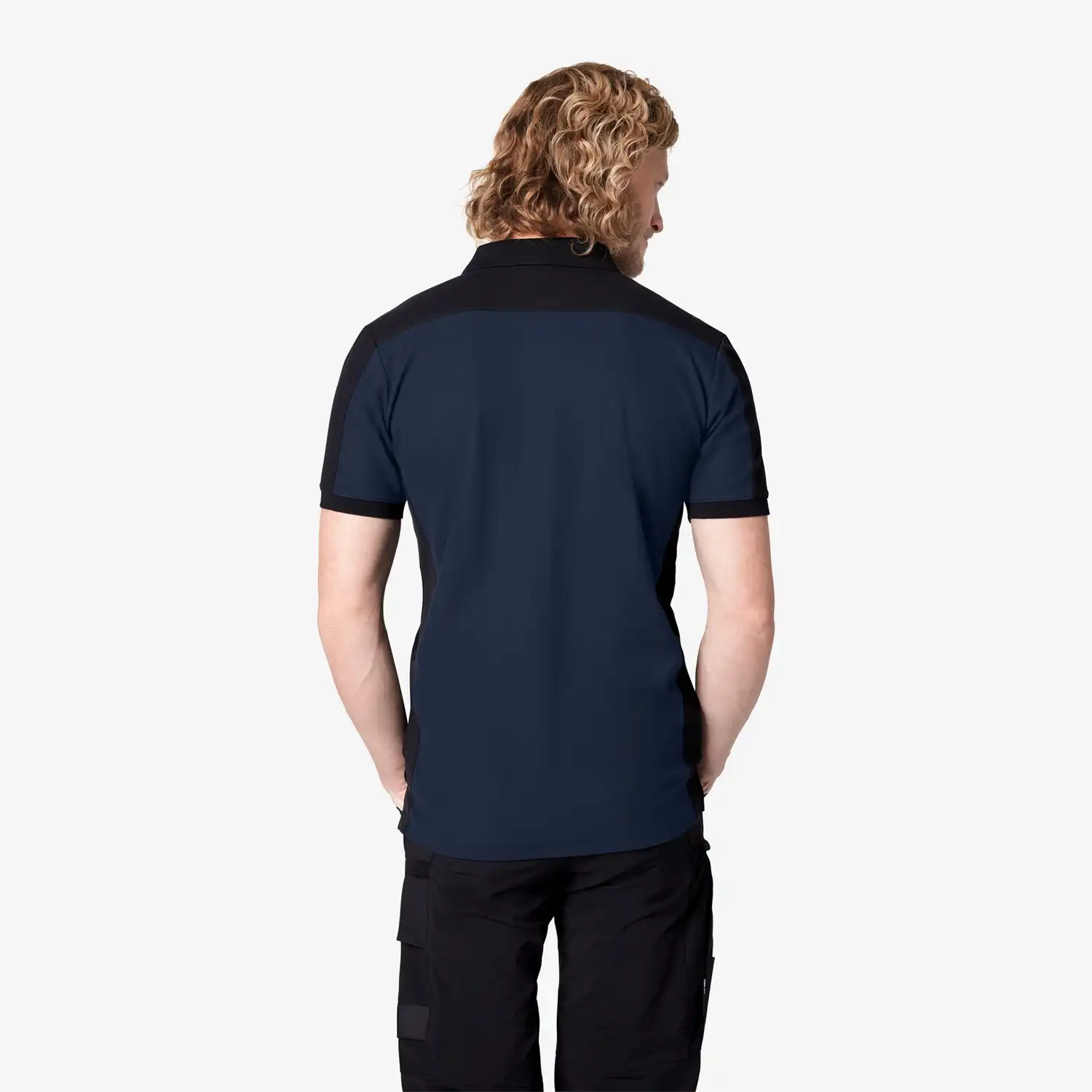Polo-Shirt zweifarbig "KONRAD" in marine/schwarz, XL - Thumbnail 2