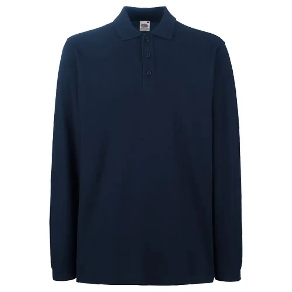 Langarm Polo-Shirt "F541N" Premium in deep navy, L - Bild 1
