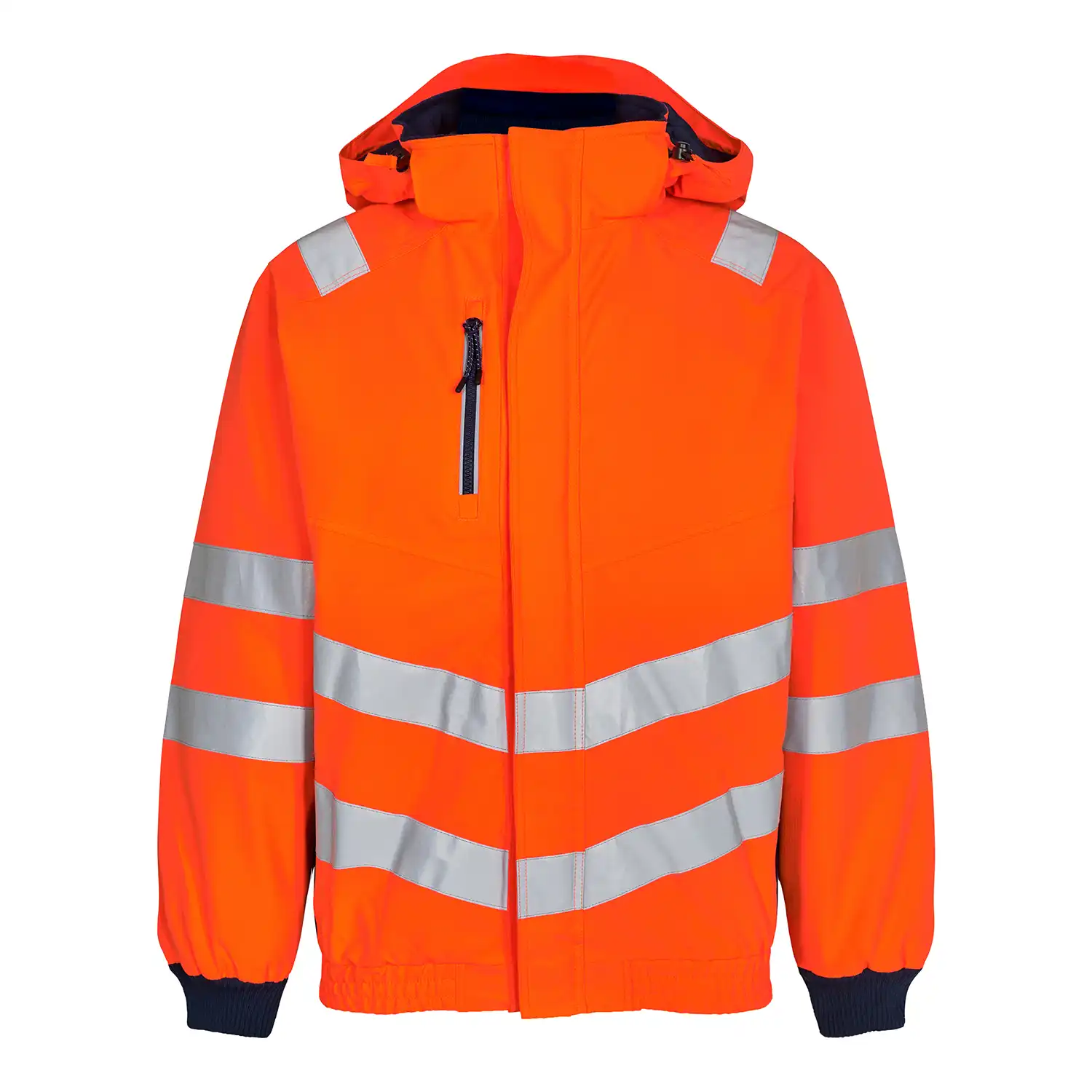 Warnschutz Regenjacke "1246-930" Safety Kl. 3 in orange/marine, L - Thumbnail 1