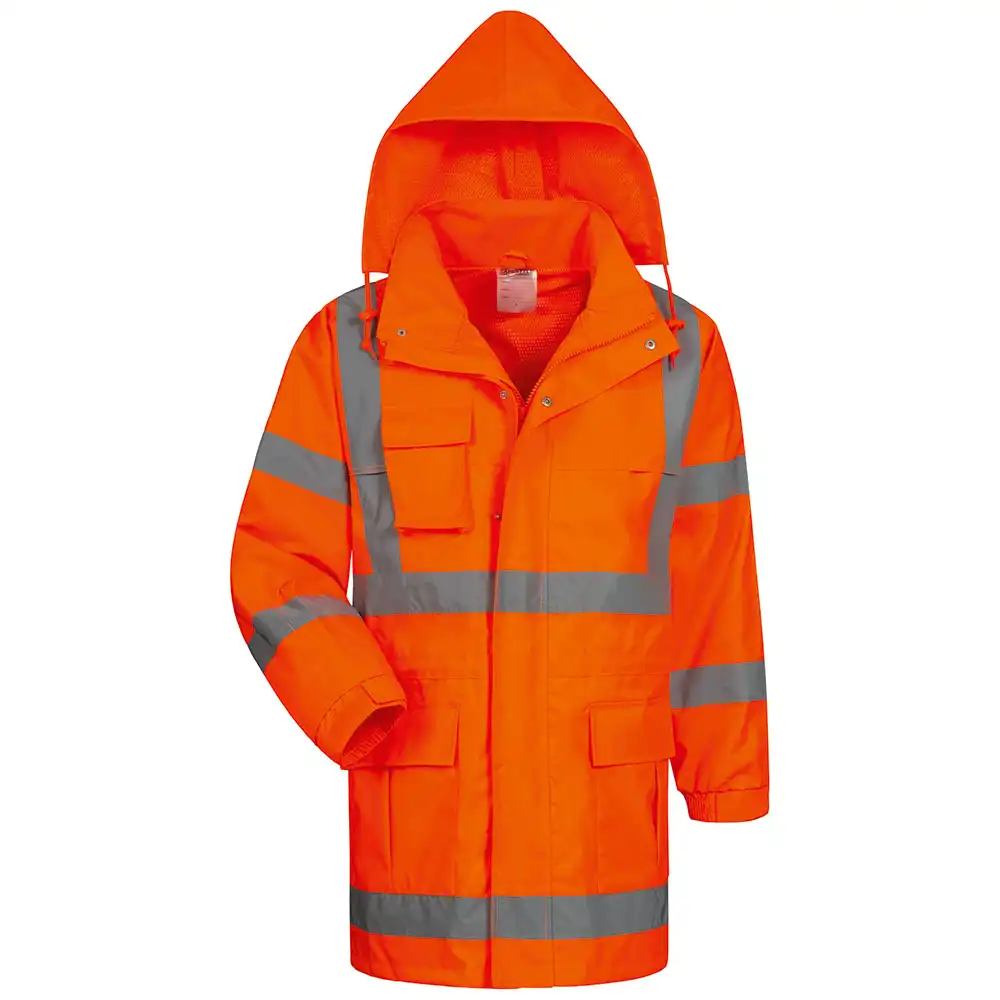 Warnschutz-Regenjacke "NILS" mit Kapuze orange in XL - Bild 1