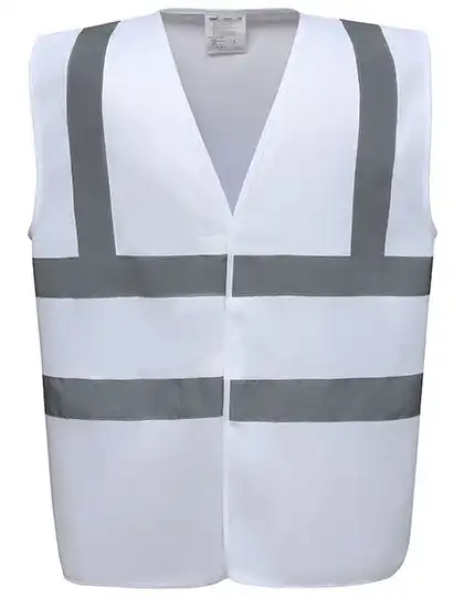 Warnschutz-Weste High-Vis 2-Bands "YK100" in L, Weiß - Bild 1
