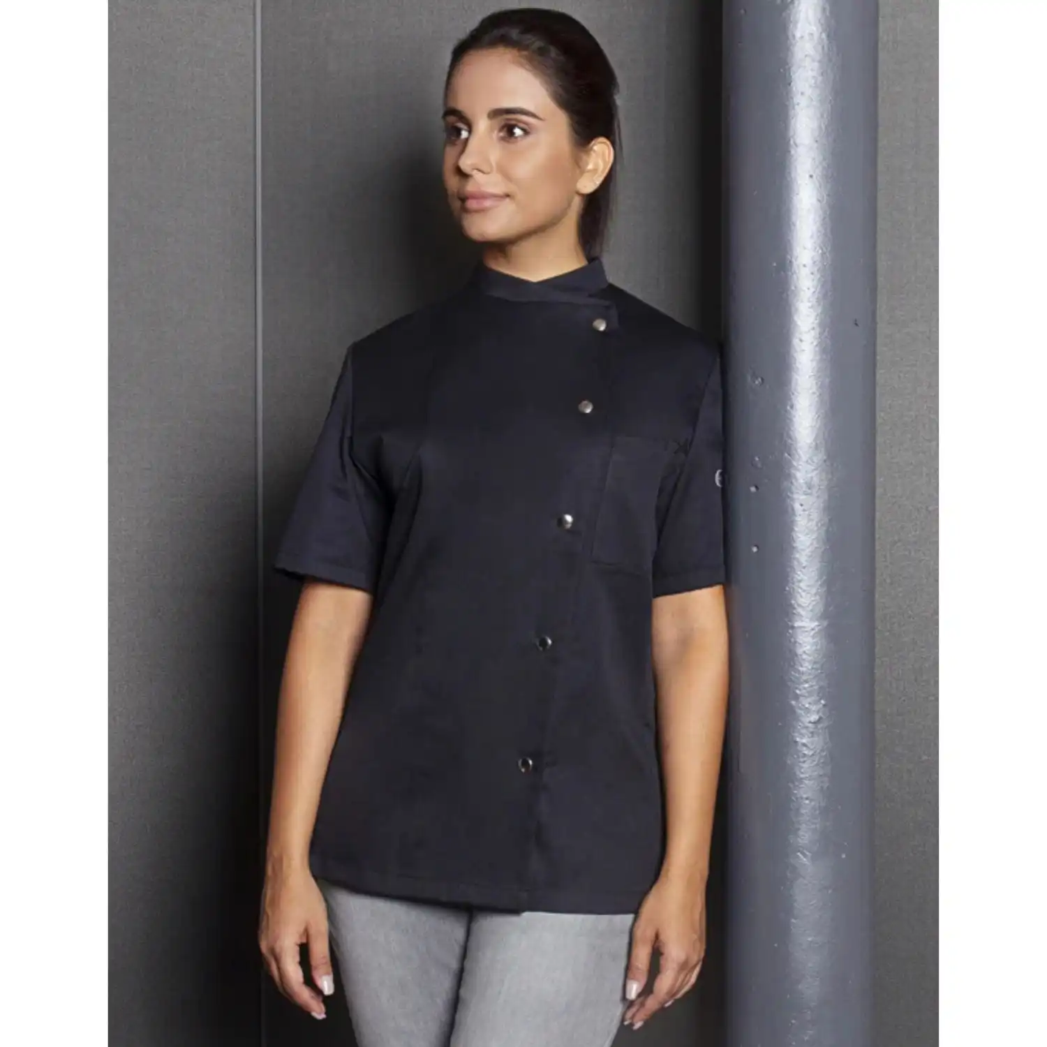 Damen Kochjacke Greta "JF 4" in schwarz, 48 - Thumbnail 6