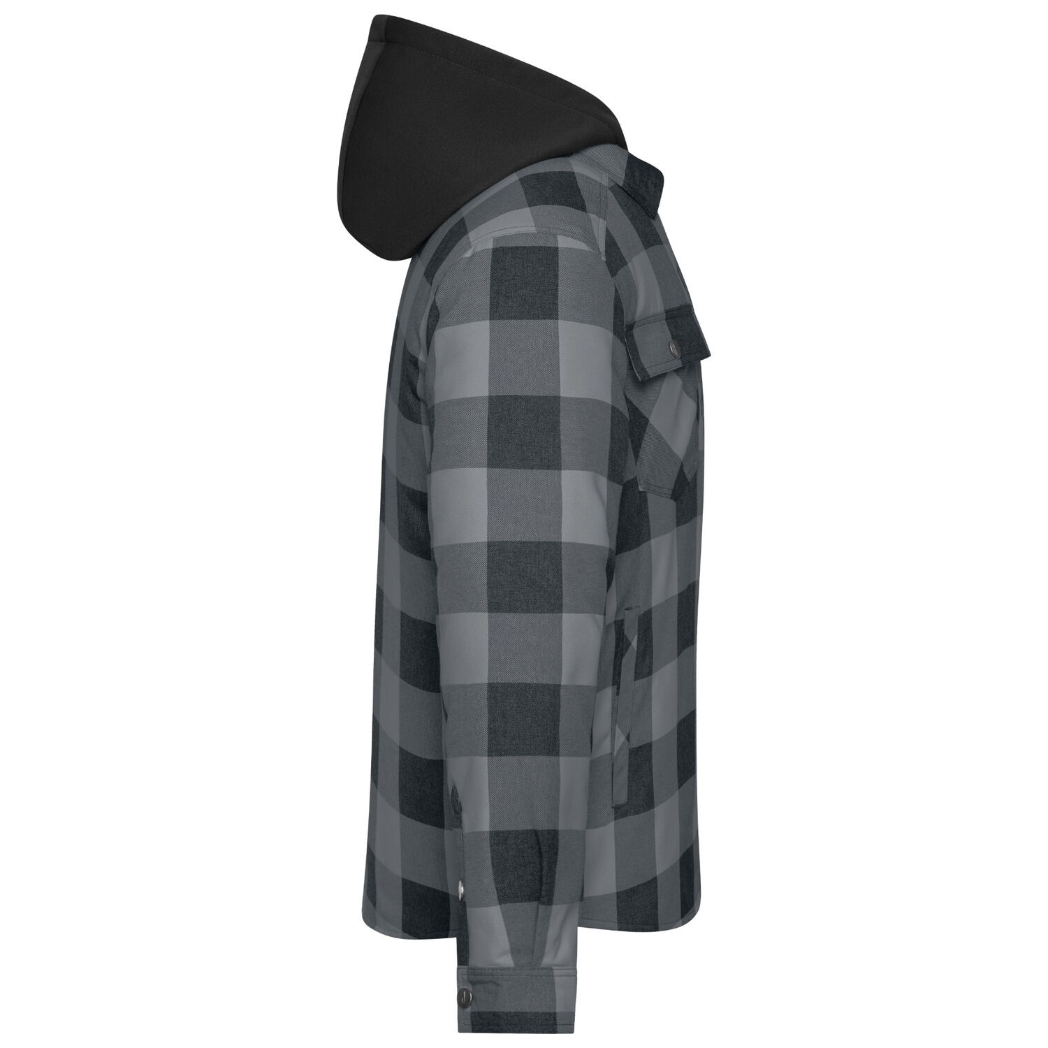 Hemdjacke Karo mit Kapuze "JN1872" in schwarz/grau, L - Thumbnail 2