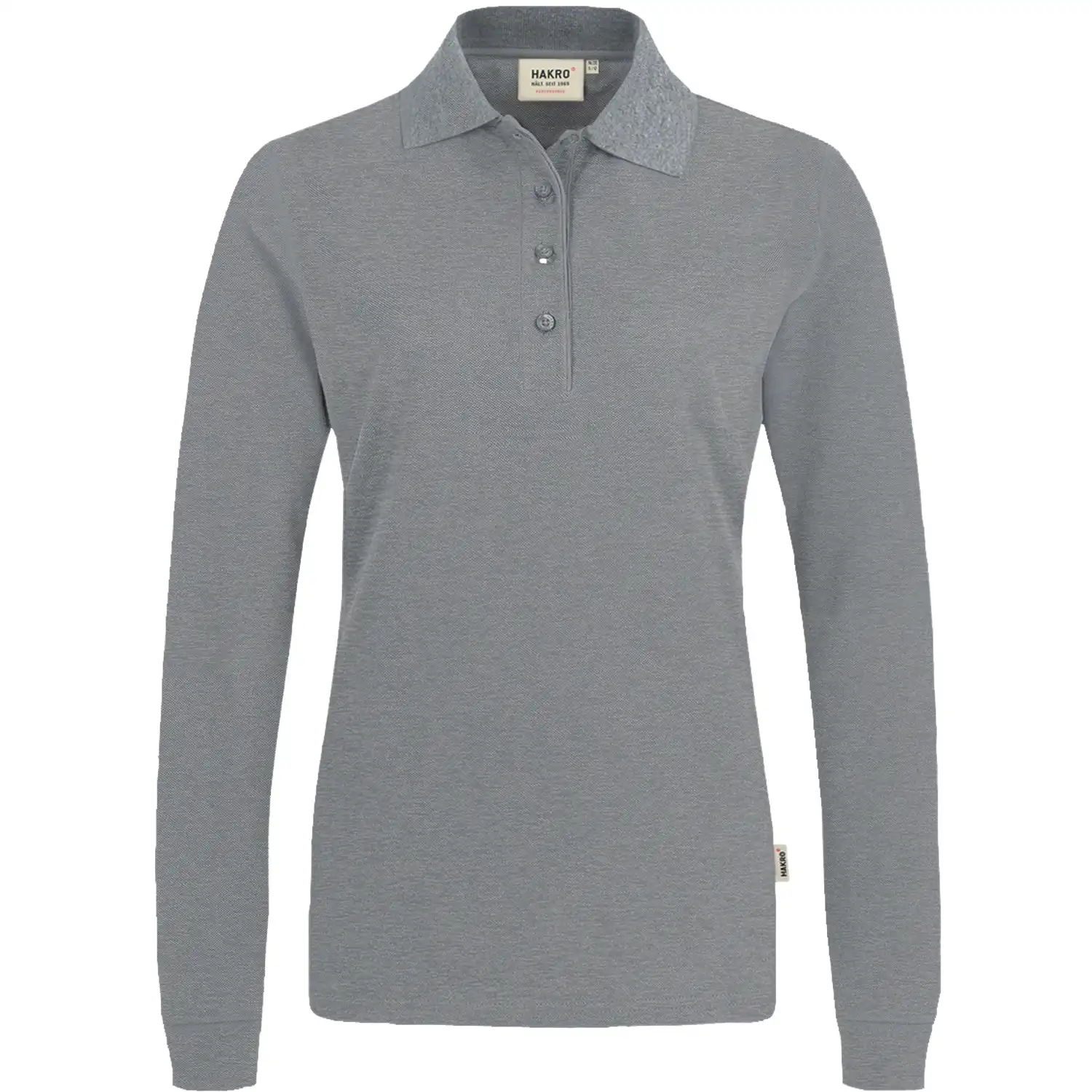 Damen-Langarm-Poloshirt "PERFORMANCE" 215 in grau-meliert, XXL - Bild 1
