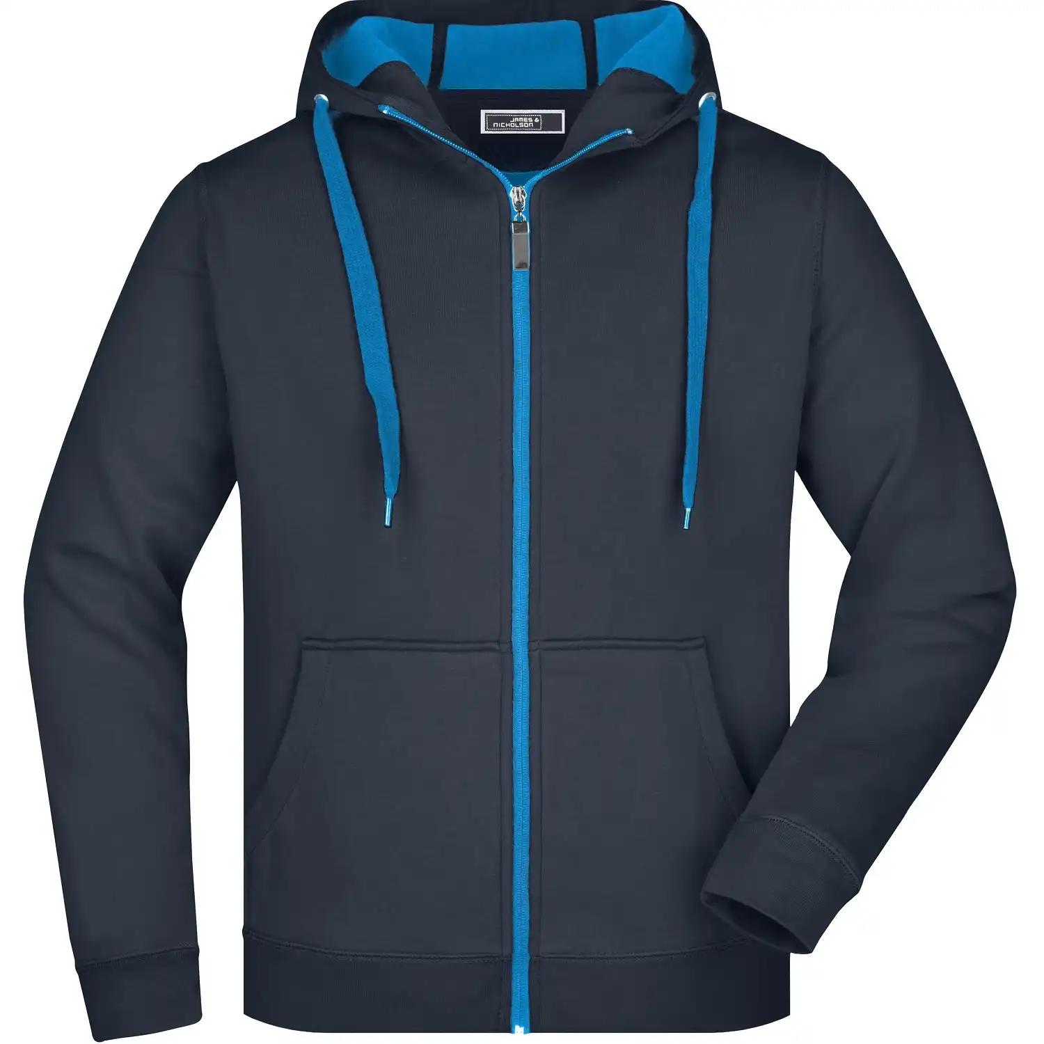 Kapuzen-Sweatjacke Doubleface "JN355" in navy/aqua, XL - Bild 1
