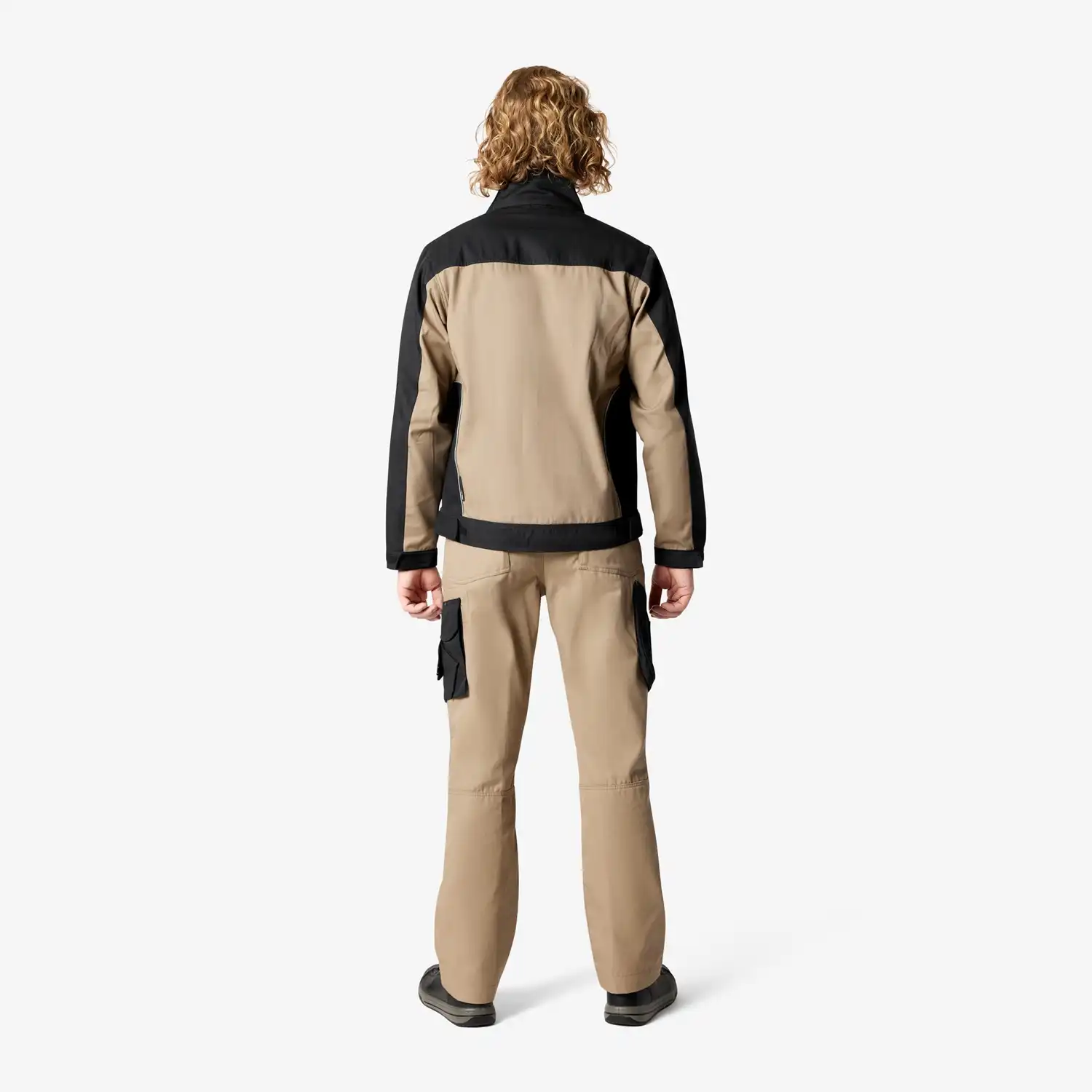 Premium Arbeitsjacke ERNST "Twill 300" in beige/schwarz, XXL - Thumbnail 2