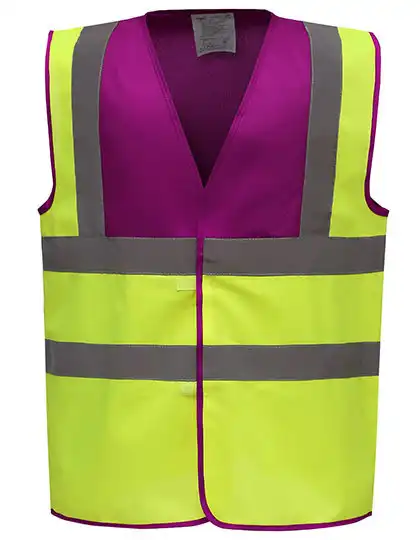 Warnschutz-Weste High-Vis 2-Bands "YK100" in gelb/himbeere, XXL - Bild 1