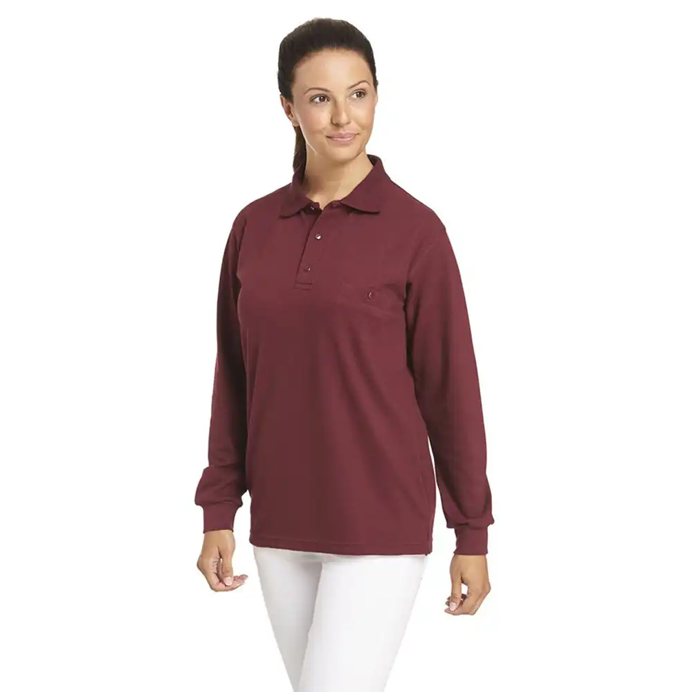 Langarm-Poloshirt "08/841" in bordeaux, L - Thumbnail 1