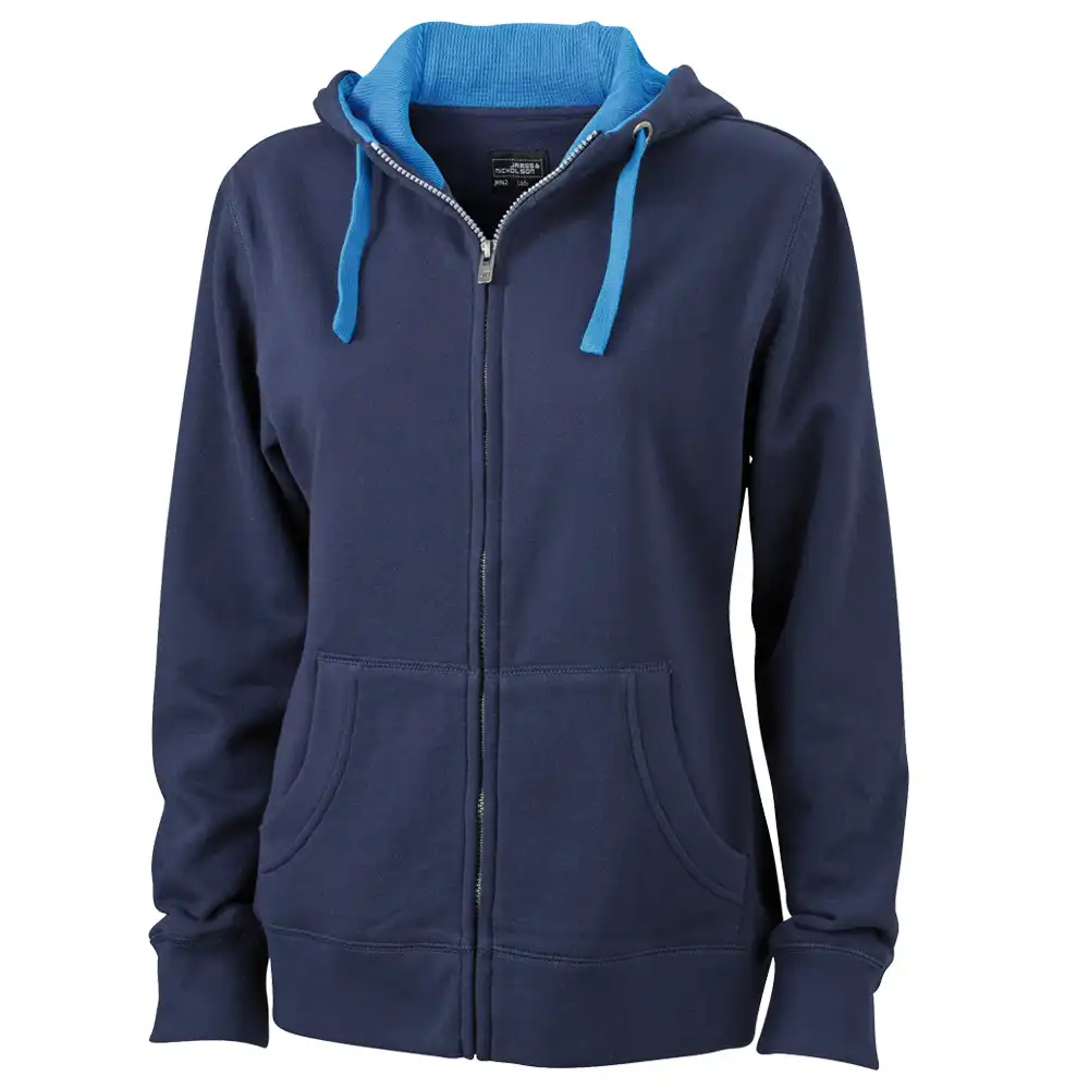Damen Lifestyle Kapuzen-Sweatjacke "JN962" in navy, L - Thumbnail 1